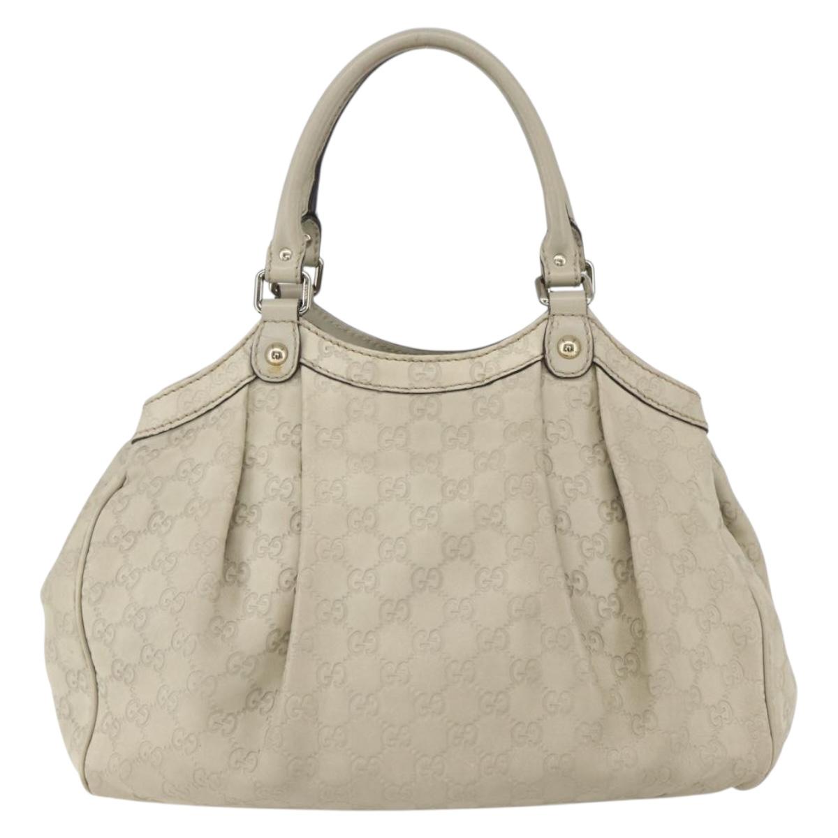 GUCCI Guccissima GG Canvas Sukey Hand Bag Leather White Gold 211944 Auth yk20007