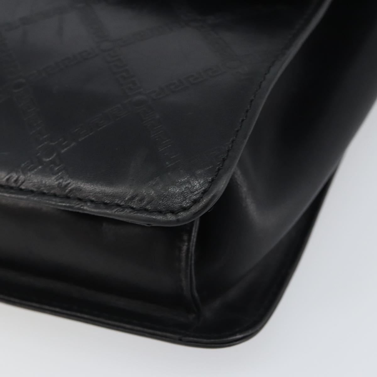 VERSACE Hand Bag Leather Black Gold Auth yk20008