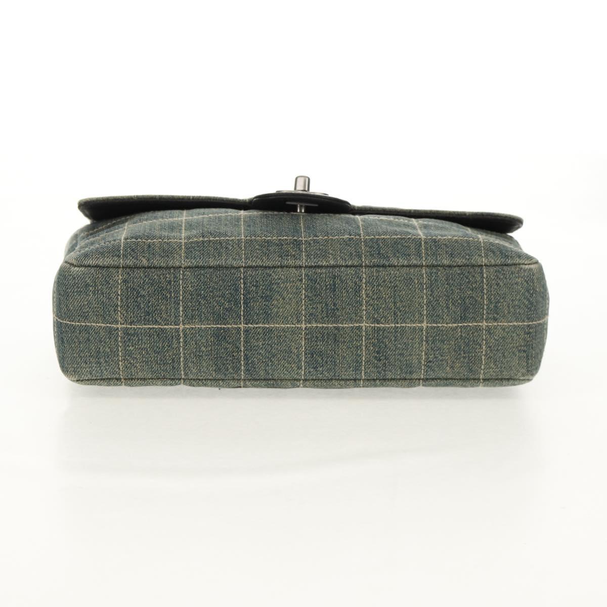 CHANEL Choco Bar Chain Shoulder Bag Denim Blue CC Auth yk20012V