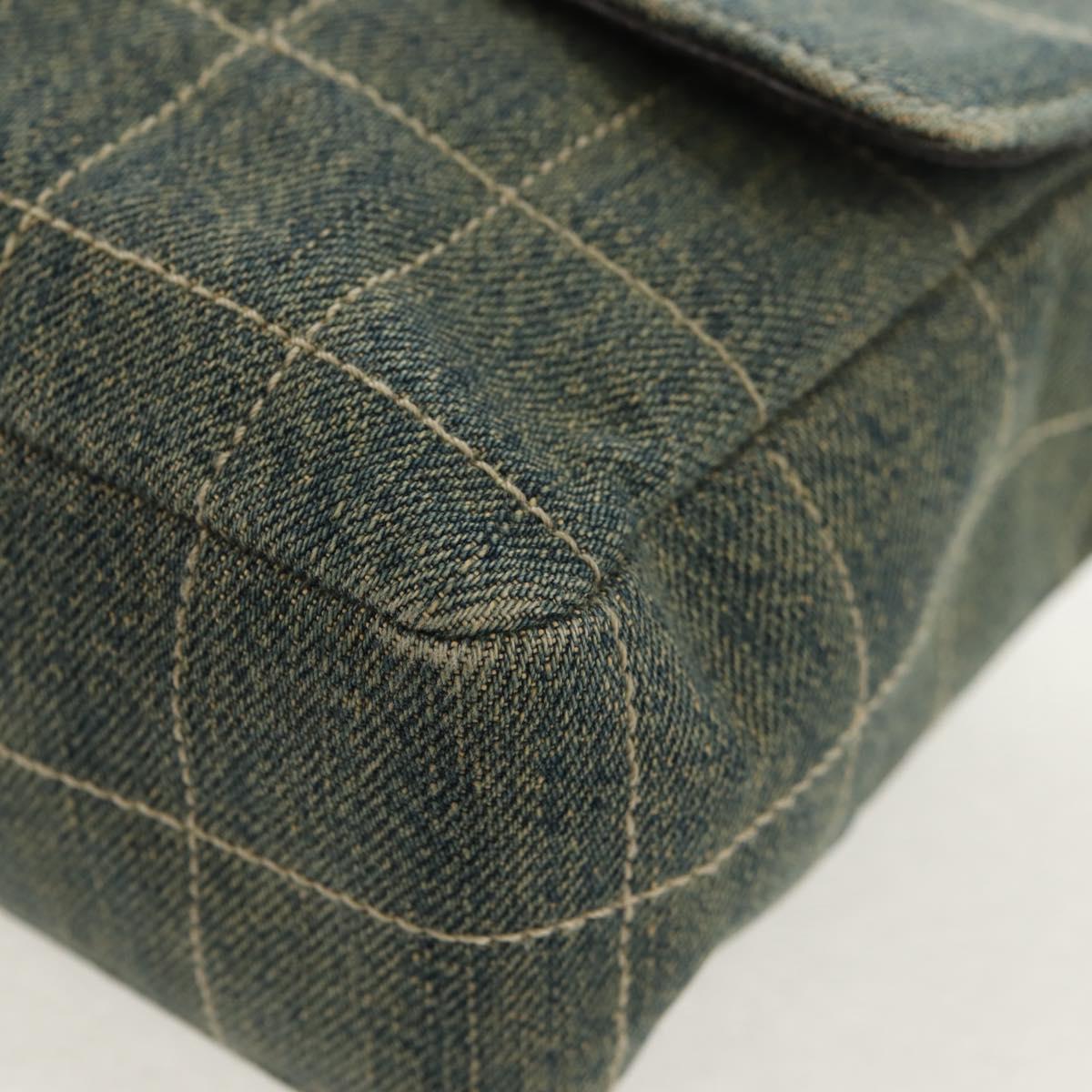 CHANEL Choco Bar Chain Shoulder Bag Denim Blue CC Auth yk20012V