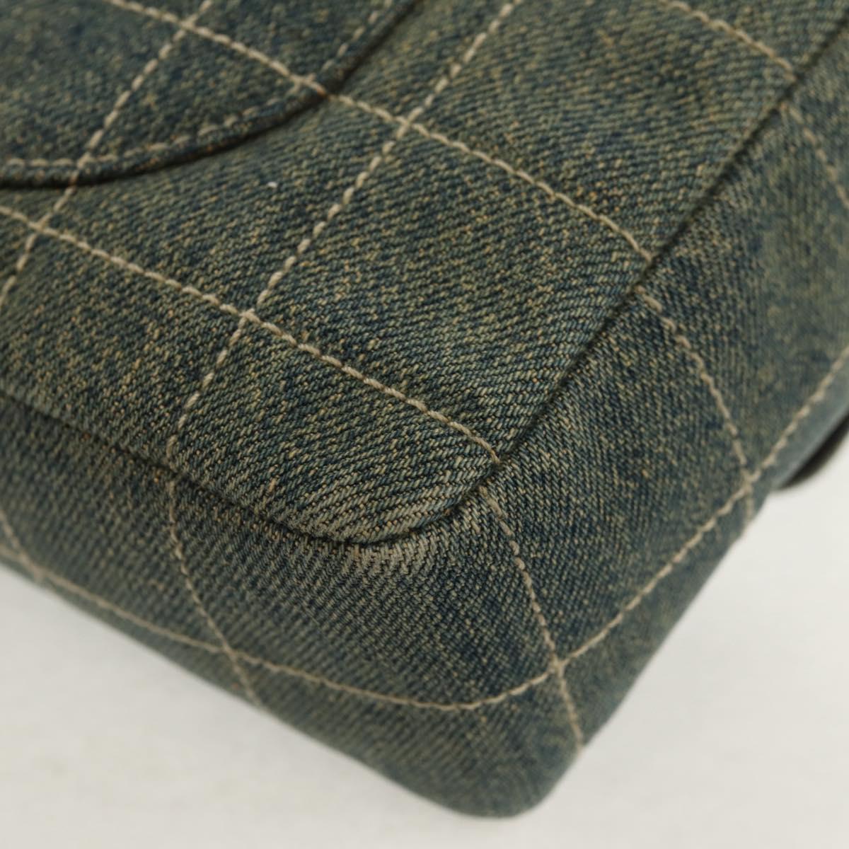 CHANEL Choco Bar Chain Shoulder Bag Denim Blue CC Auth yk20012V