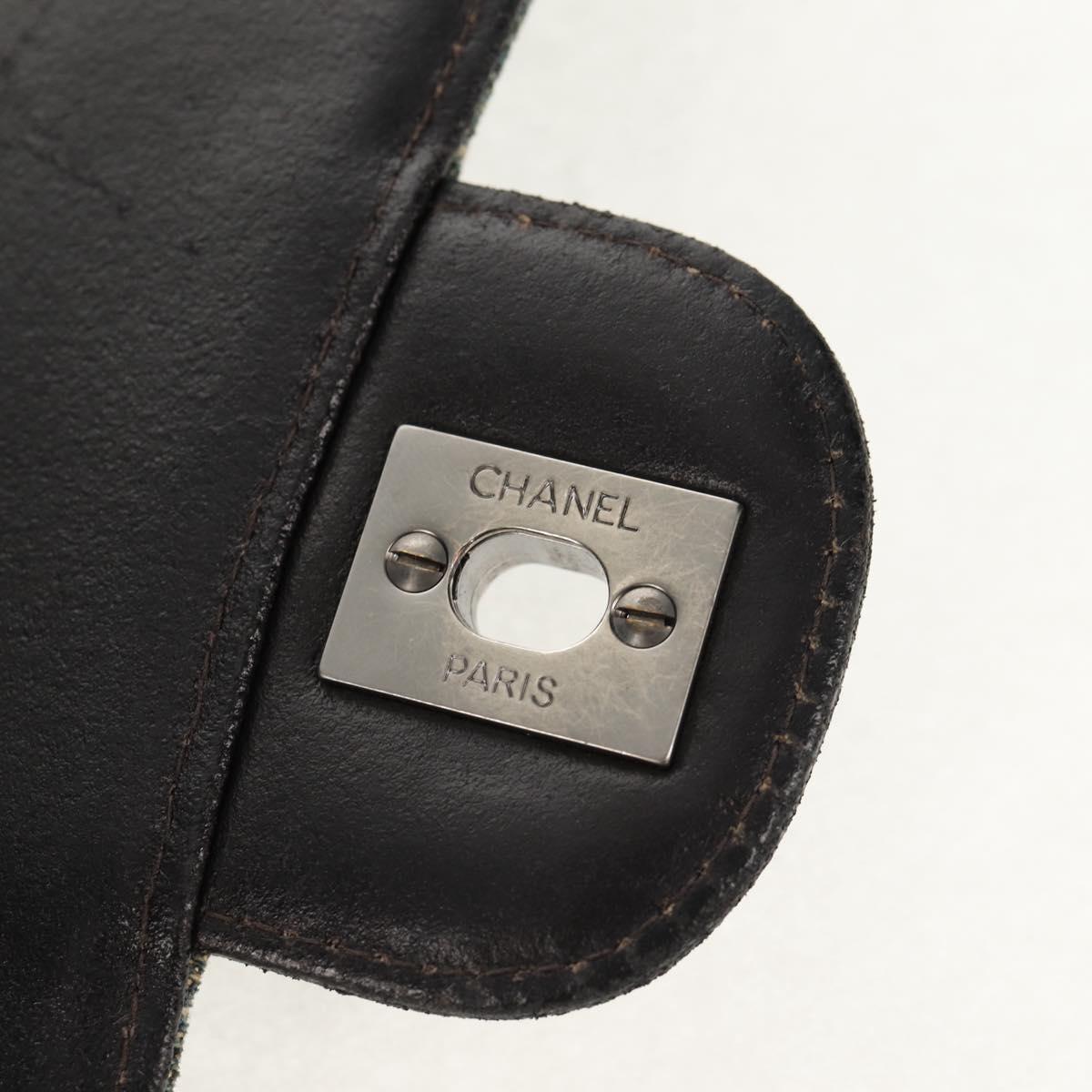 CHANEL Choco Bar Chain Shoulder Bag Denim Blue CC Auth yk20012V