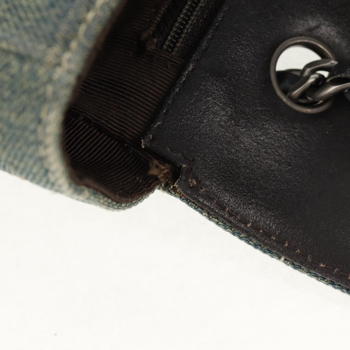 CHANEL Choco Bar Chain Shoulder Bag Denim Blue CC Auth yk20012V