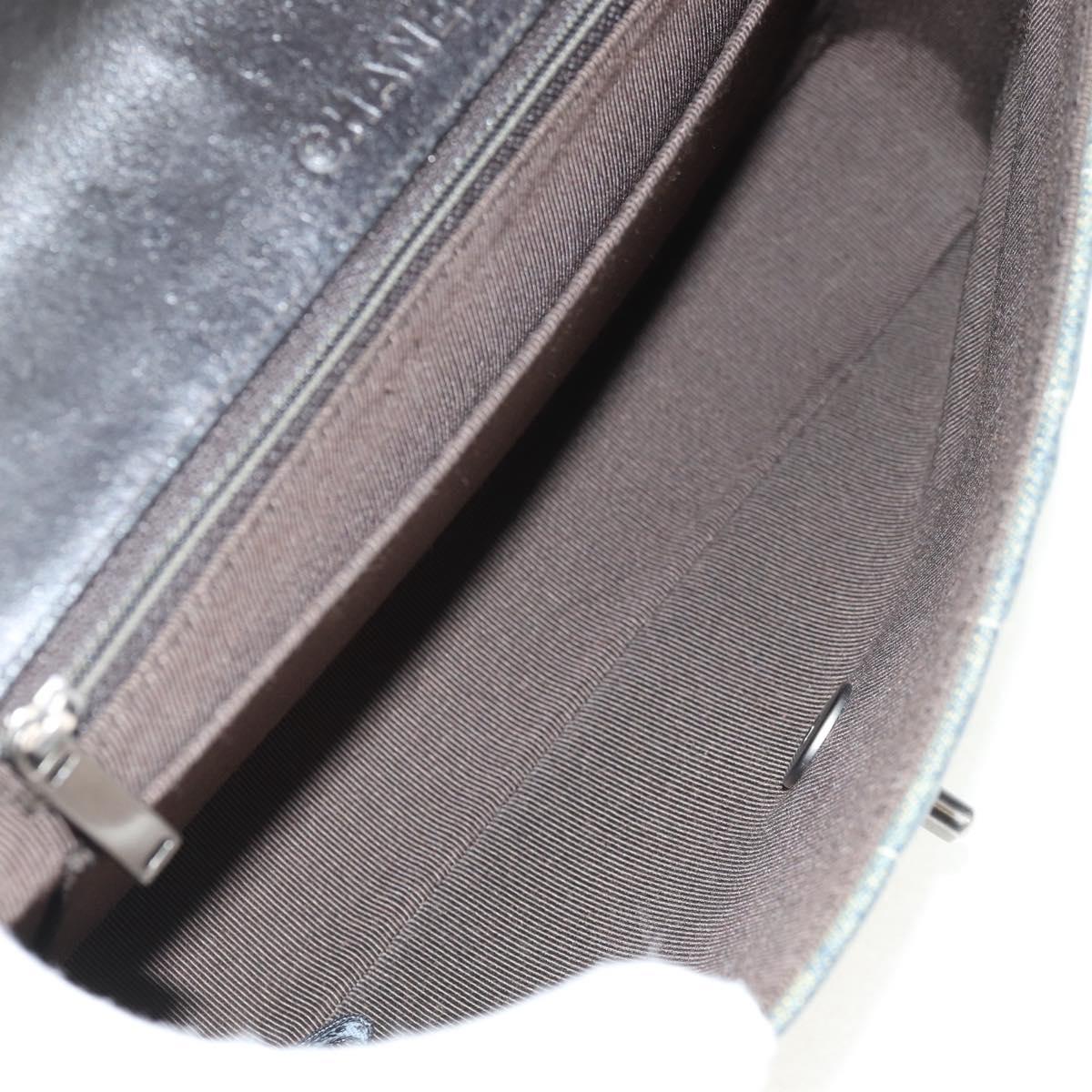 CHANEL Choco Bar Chain Shoulder Bag Denim Blue CC Auth yk20012V