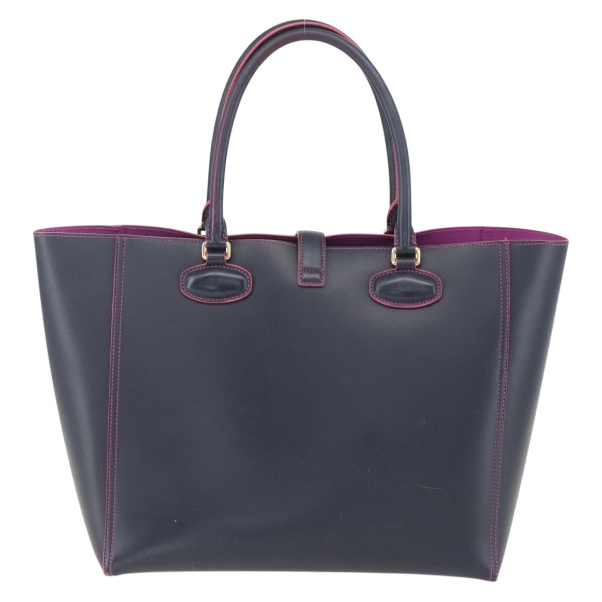 LOEWE Anagram Tote Bag Leather Black Gold Auth yk20013