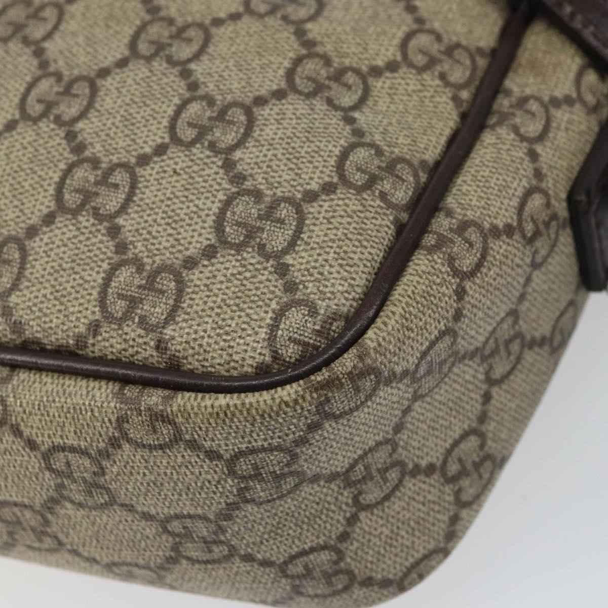 GUCCI GG Supreme Shoulder Bag PVC Beige Silver 114291 Auth yk20015