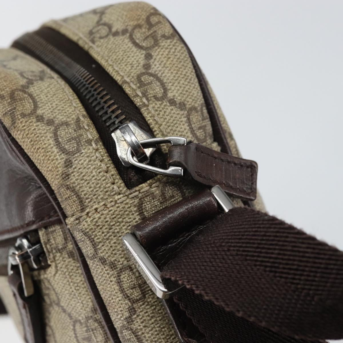 GUCCI GG Supreme Shoulder Bag PVC Beige Silver 114291 Auth yk20015