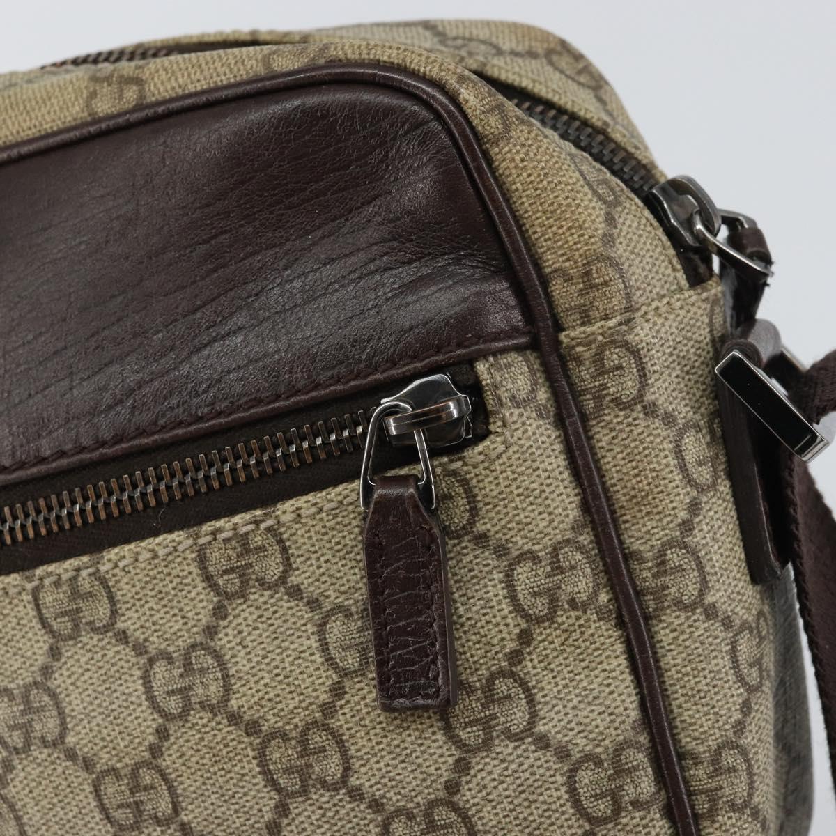 GUCCI GG Supreme Shoulder Bag PVC Beige Silver 114291 Auth yk20015