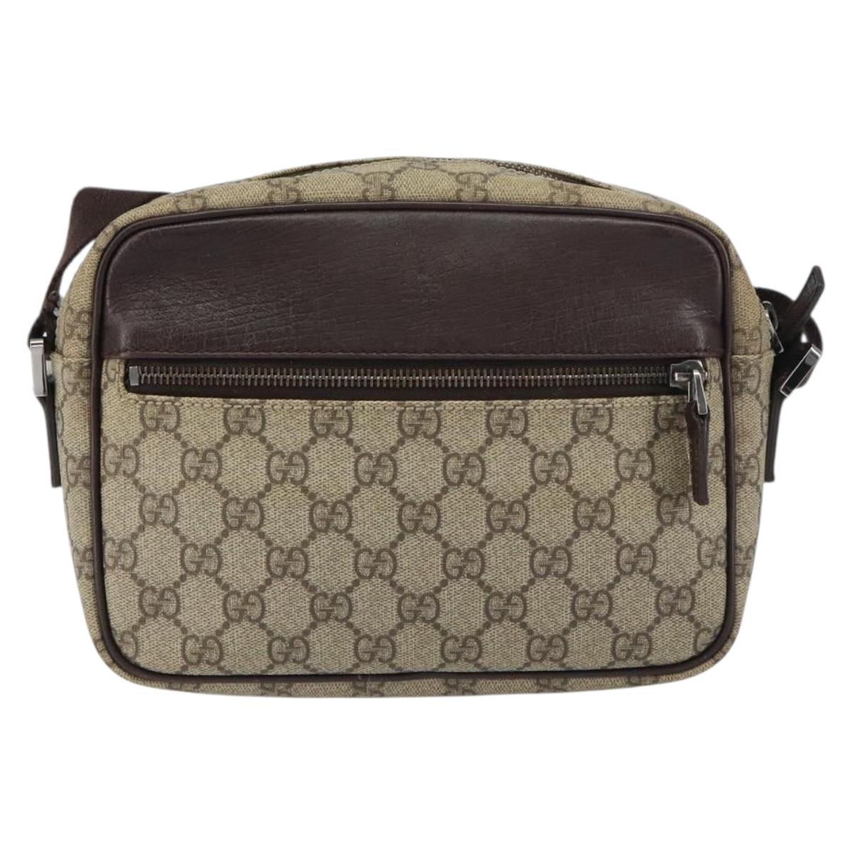 GUCCI GG Supreme Shoulder Bag PVC Beige Silver 114291 Auth yk20015