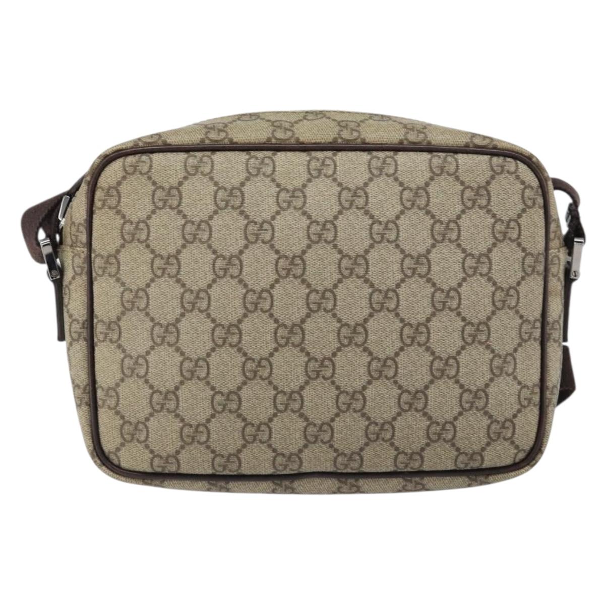 GUCCI GG Supreme Shoulder Bag PVC Beige Silver 114291 Auth yk20015