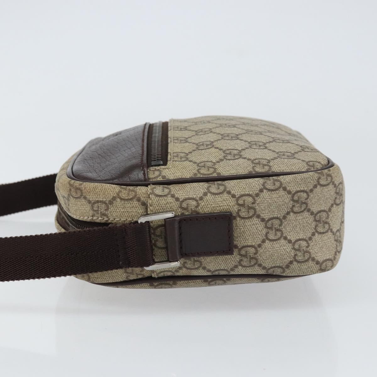 GUCCI GG Supreme Shoulder Bag PVC Beige Silver 114291 Auth yk20015