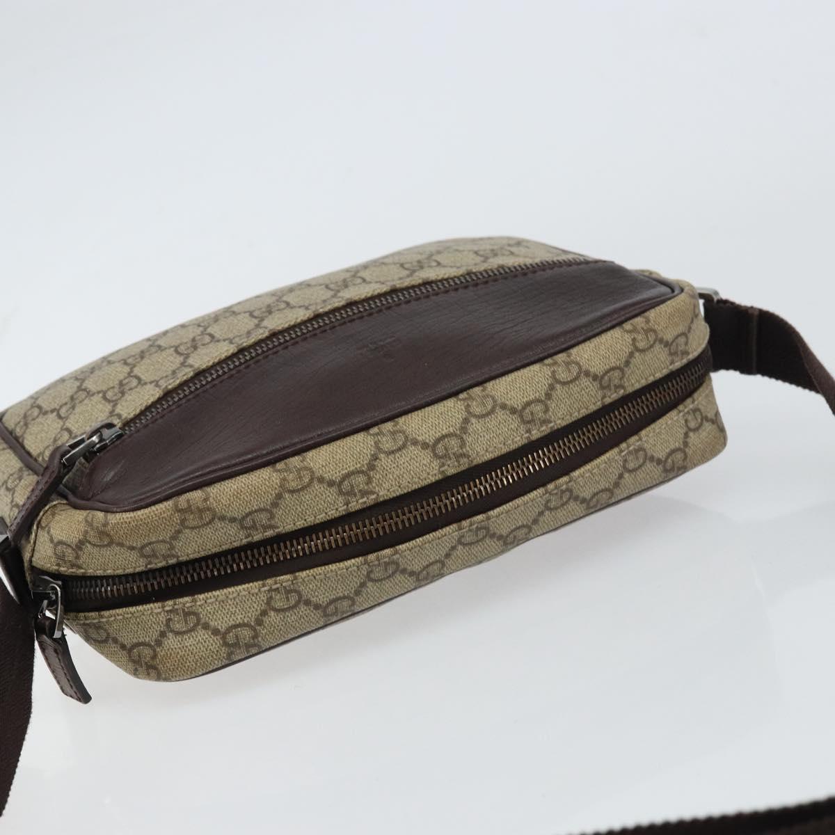 GUCCI GG Supreme Shoulder Bag PVC Beige Silver 114291 Auth yk20015