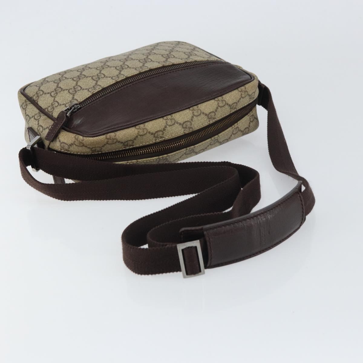 GUCCI GG Supreme Shoulder Bag PVC Beige Silver 114291 Auth yk20015