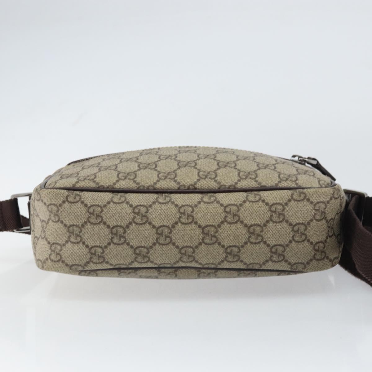 GUCCI GG Supreme Shoulder Bag PVC Beige Silver 114291 Auth yk20015