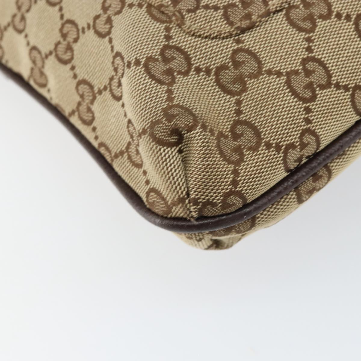 GUCCI GG Canvas Shoulder Bag Beige Silver 122793 Auth yk20016