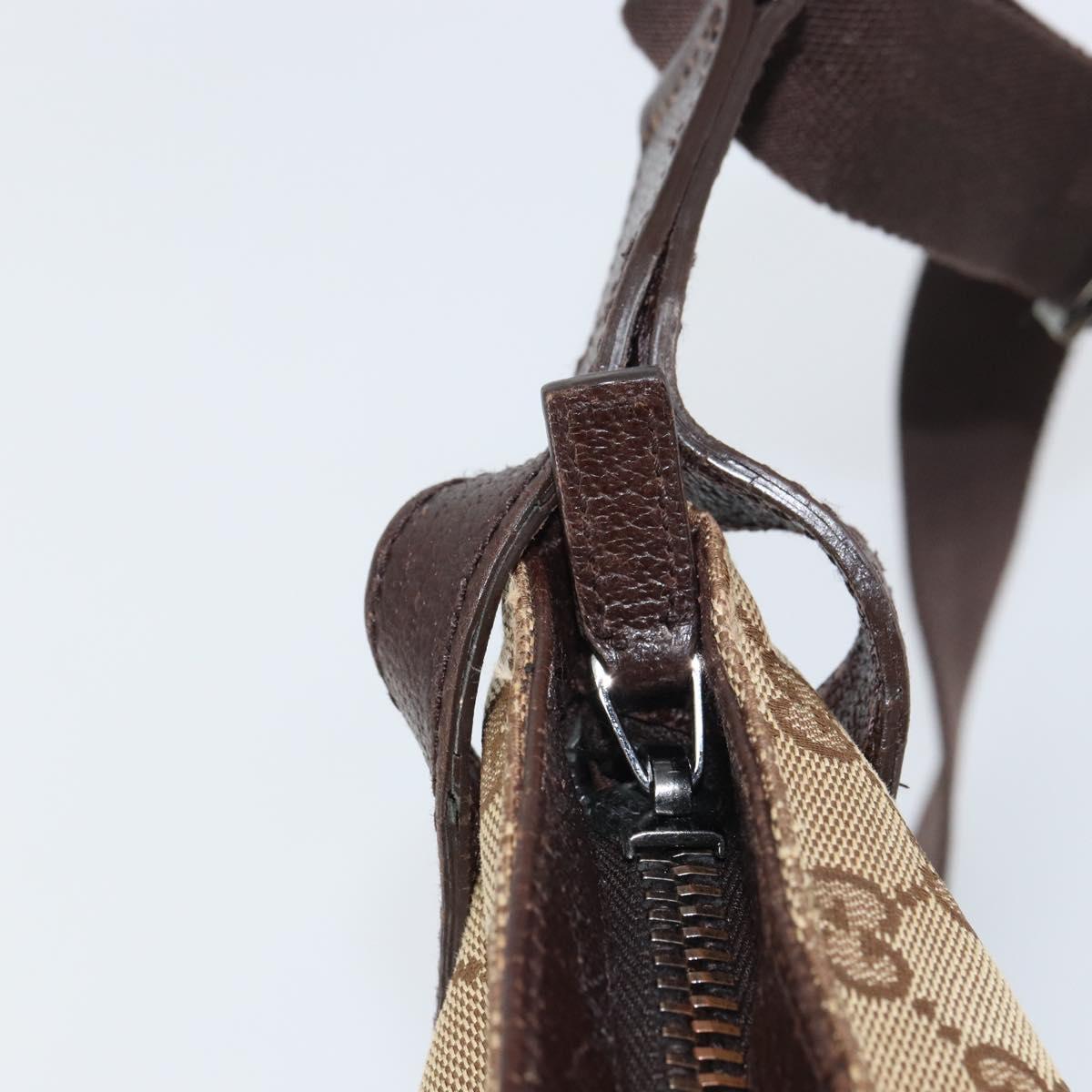 GUCCI GG Canvas Shoulder Bag Beige Silver 122793 Auth yk20016