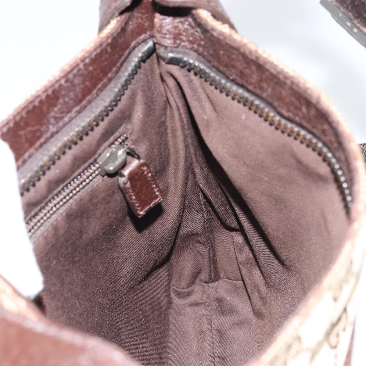 GUCCI GG Canvas Shoulder Bag Beige Silver 122793 Auth yk20016