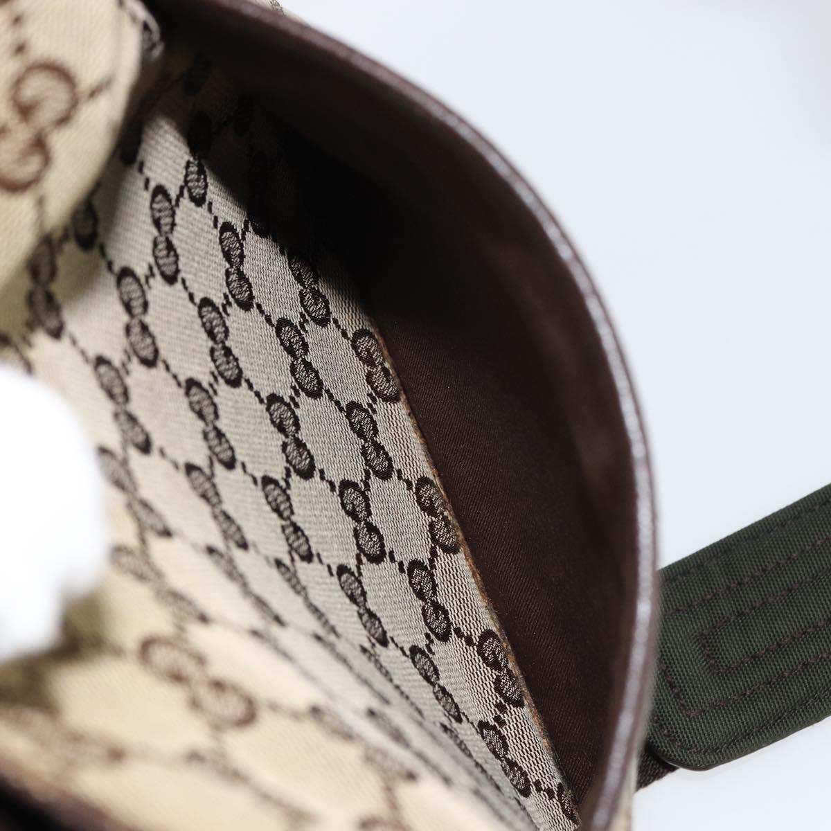 GUCCI GG Canvas Shoulder Bag Beige Silver 122793 Auth yk20016