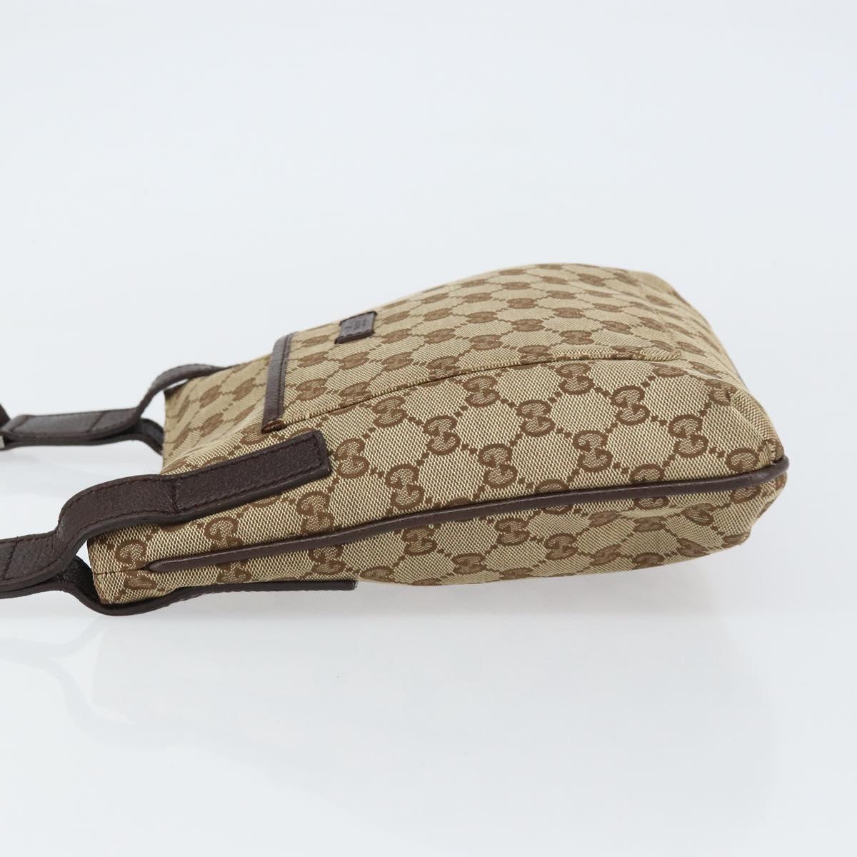 GUCCI GG Canvas Shoulder Bag Beige Silver 122793 Auth yk20016