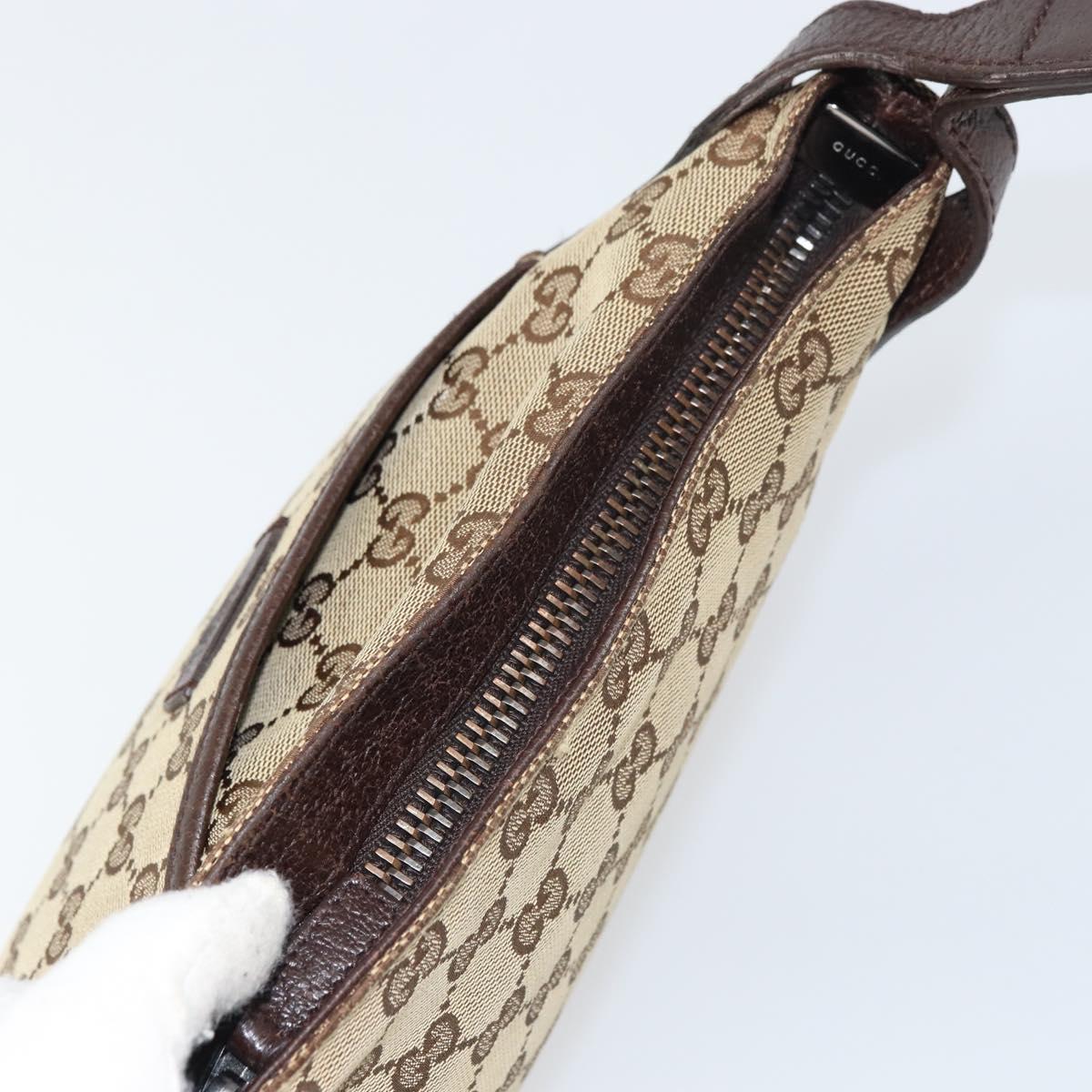 GUCCI GG Canvas Shoulder Bag Beige Silver 122793 Auth yk20016