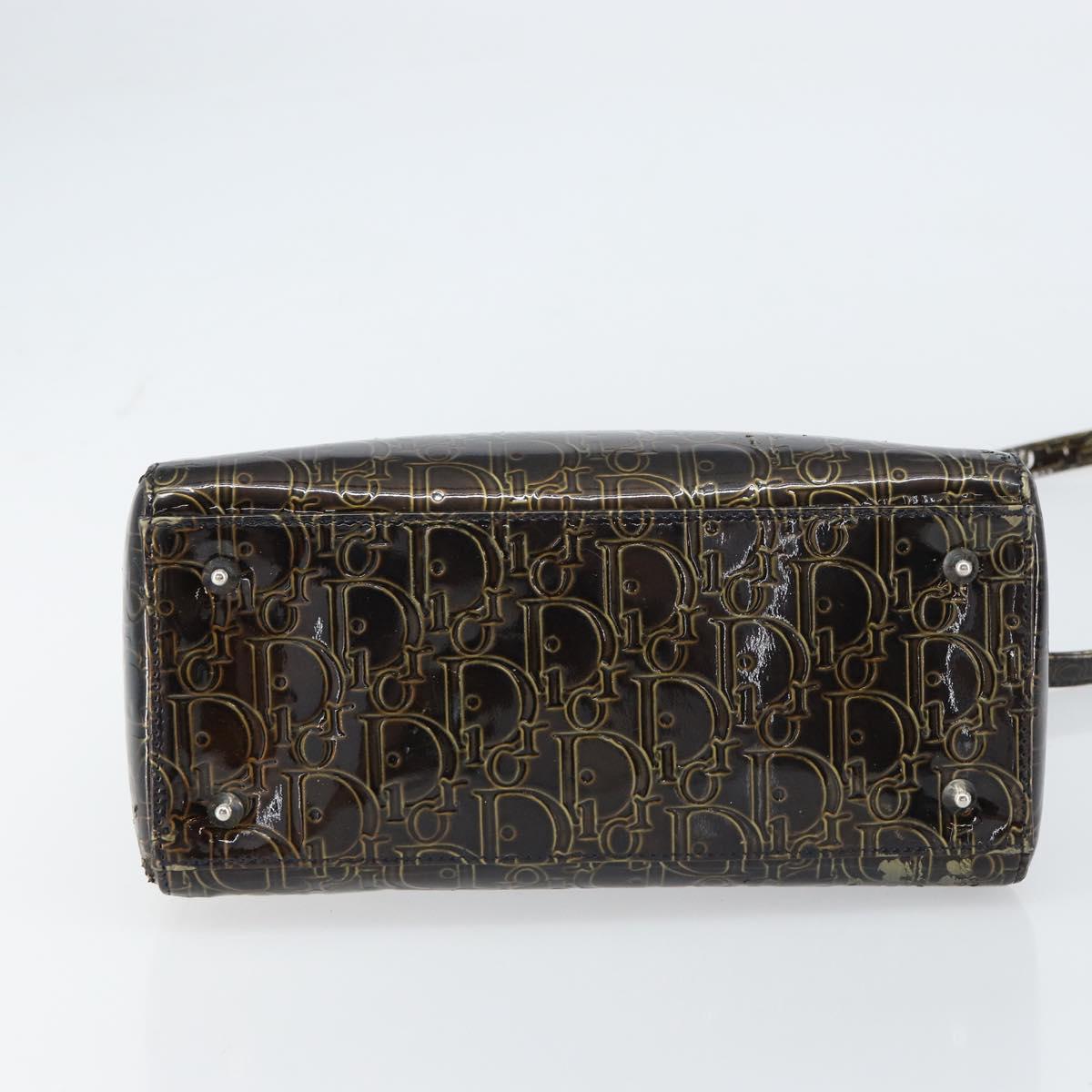 Christian Dior Trotter Canvas Hand Bag Enamel 2way Brown Silver Auth yk20020