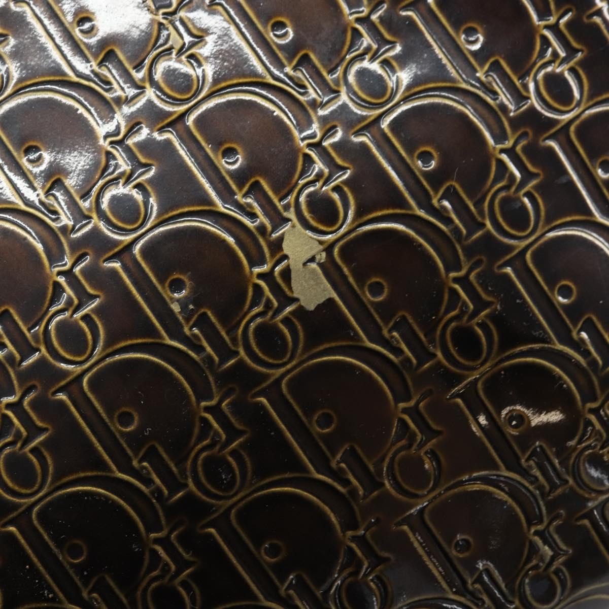 Christian Dior Trotter Canvas Hand Bag Enamel 2way Brown Silver Auth yk20020