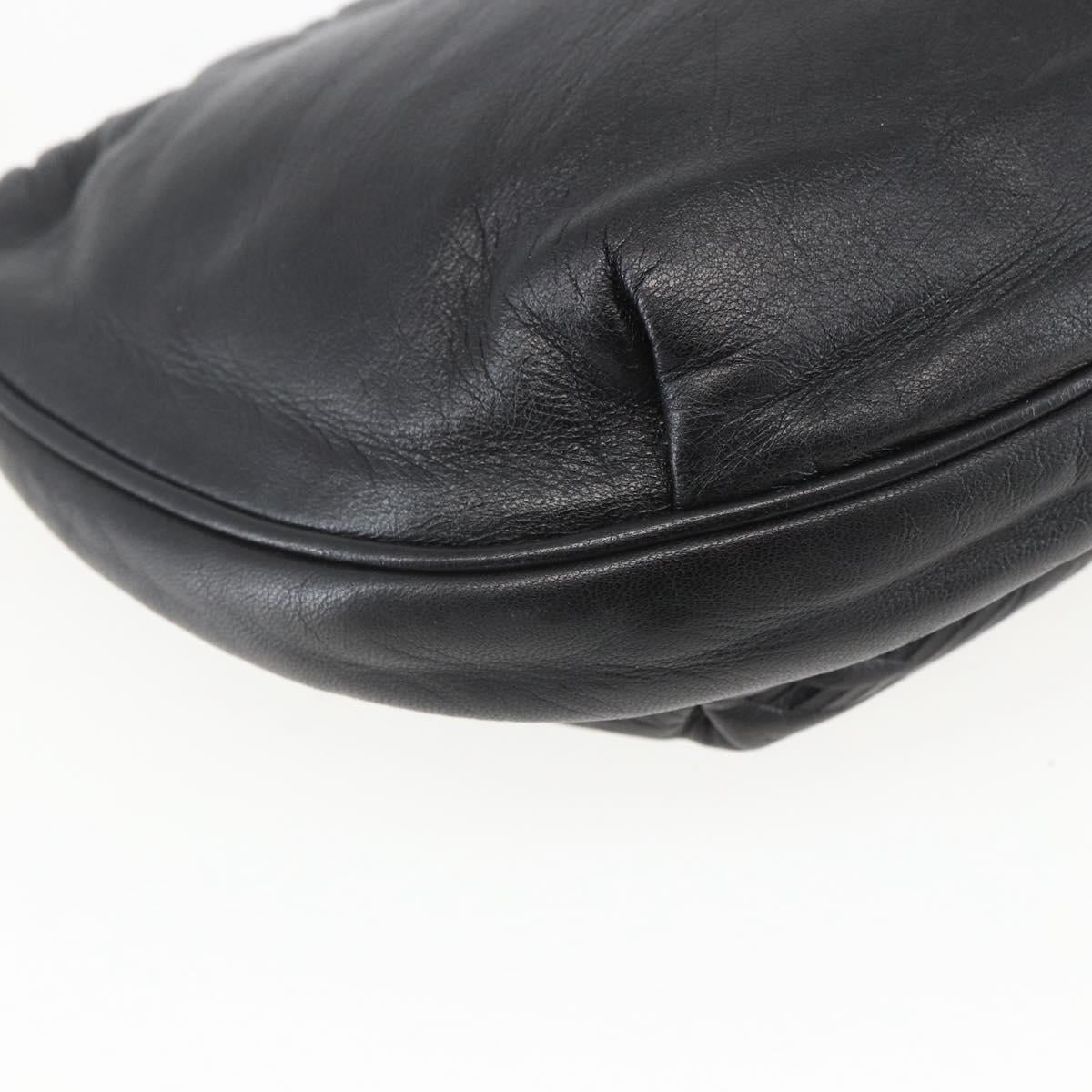 LOEWE Anagram Shoulder Bag Leather Black Gold Auth yk20023