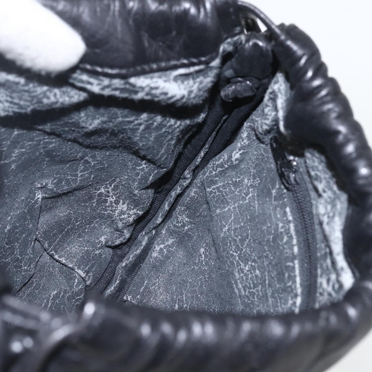 LOEWE Anagram Shoulder Bag Leather Black Gold Auth yk20023