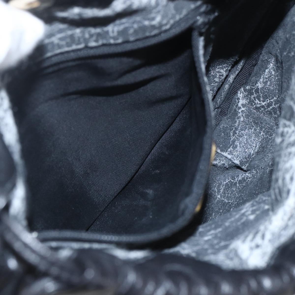 LOEWE Anagram Shoulder Bag Leather Black Gold Auth yk20023