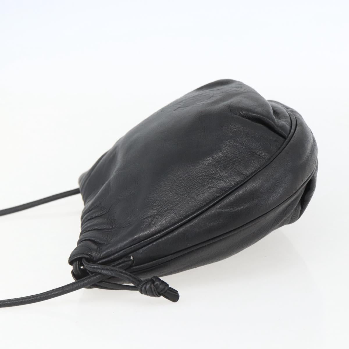 LOEWE Anagram Shoulder Bag Leather Black Gold Auth yk20023