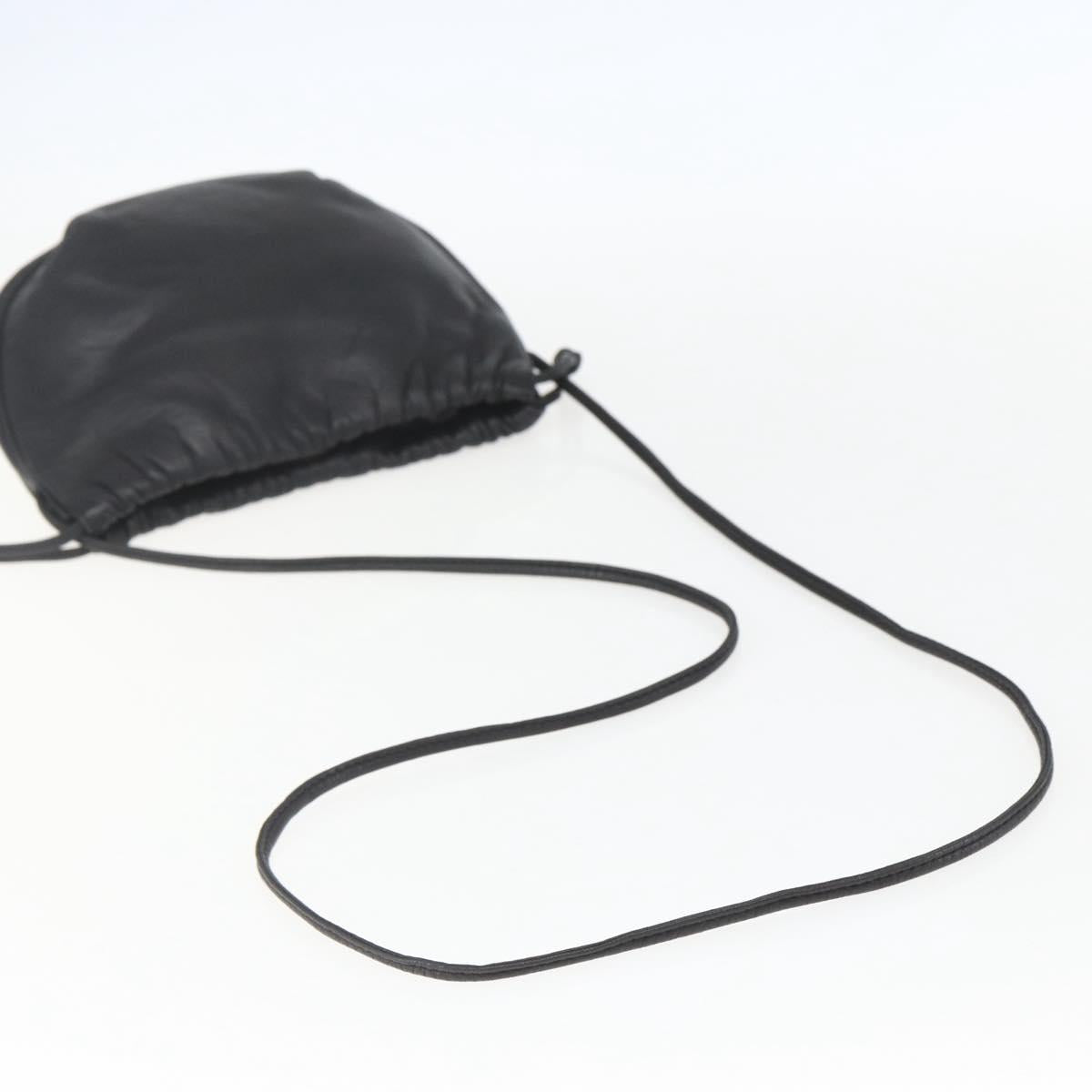 LOEWE Anagram Shoulder Bag Leather Black Gold Auth yk20023