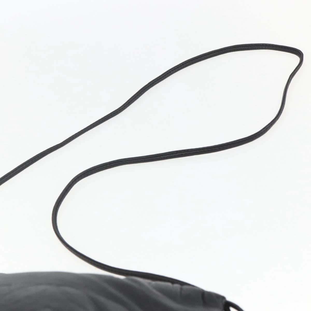 LOEWE Anagram Shoulder Bag Leather Black Gold Auth yk20023