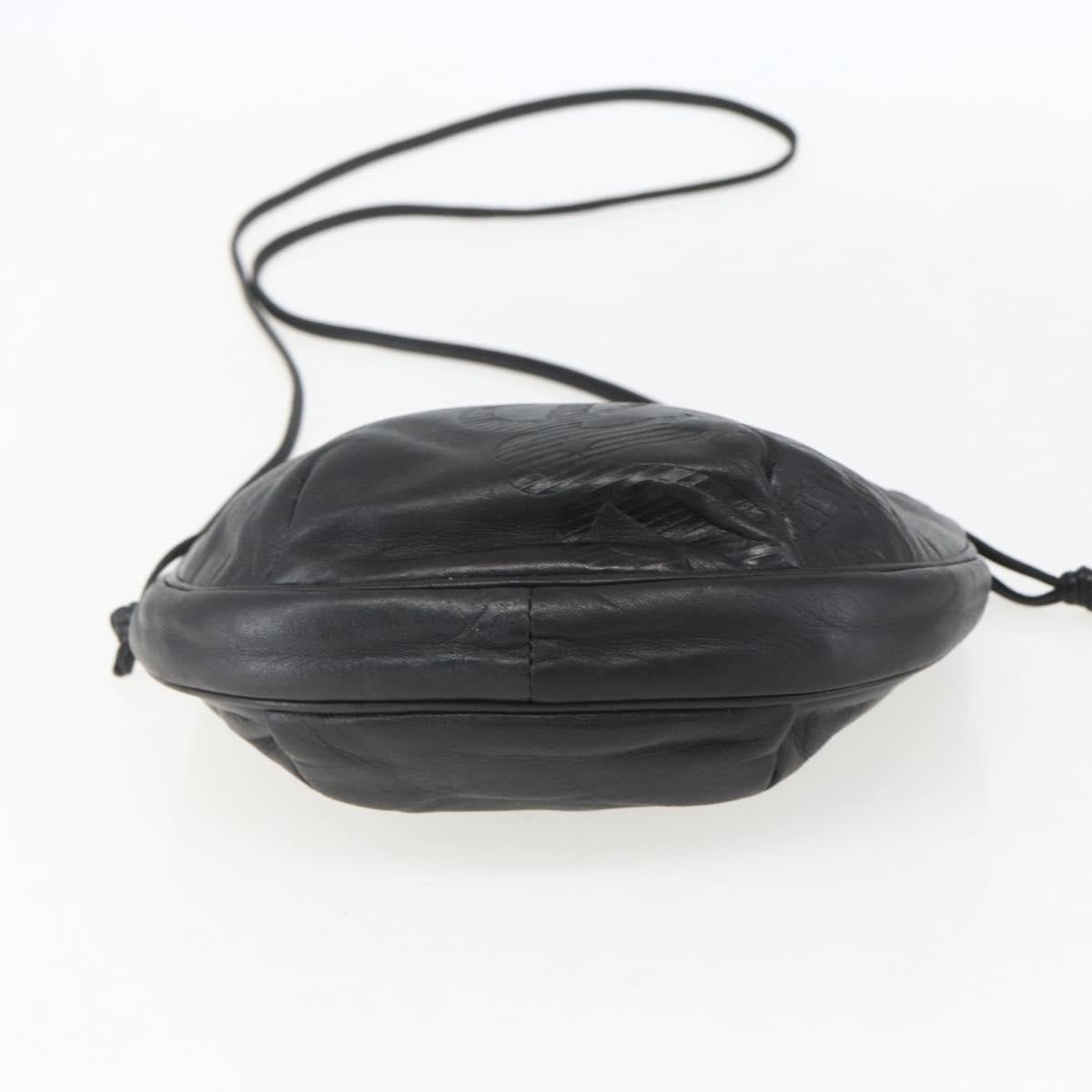 LOEWE Anagram Shoulder Bag Leather Black Gold Auth yk20023