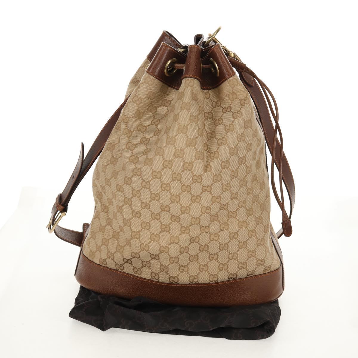 GUCCI GG Canvas Shoulder Bag Beige Gold Auth yk20026A
