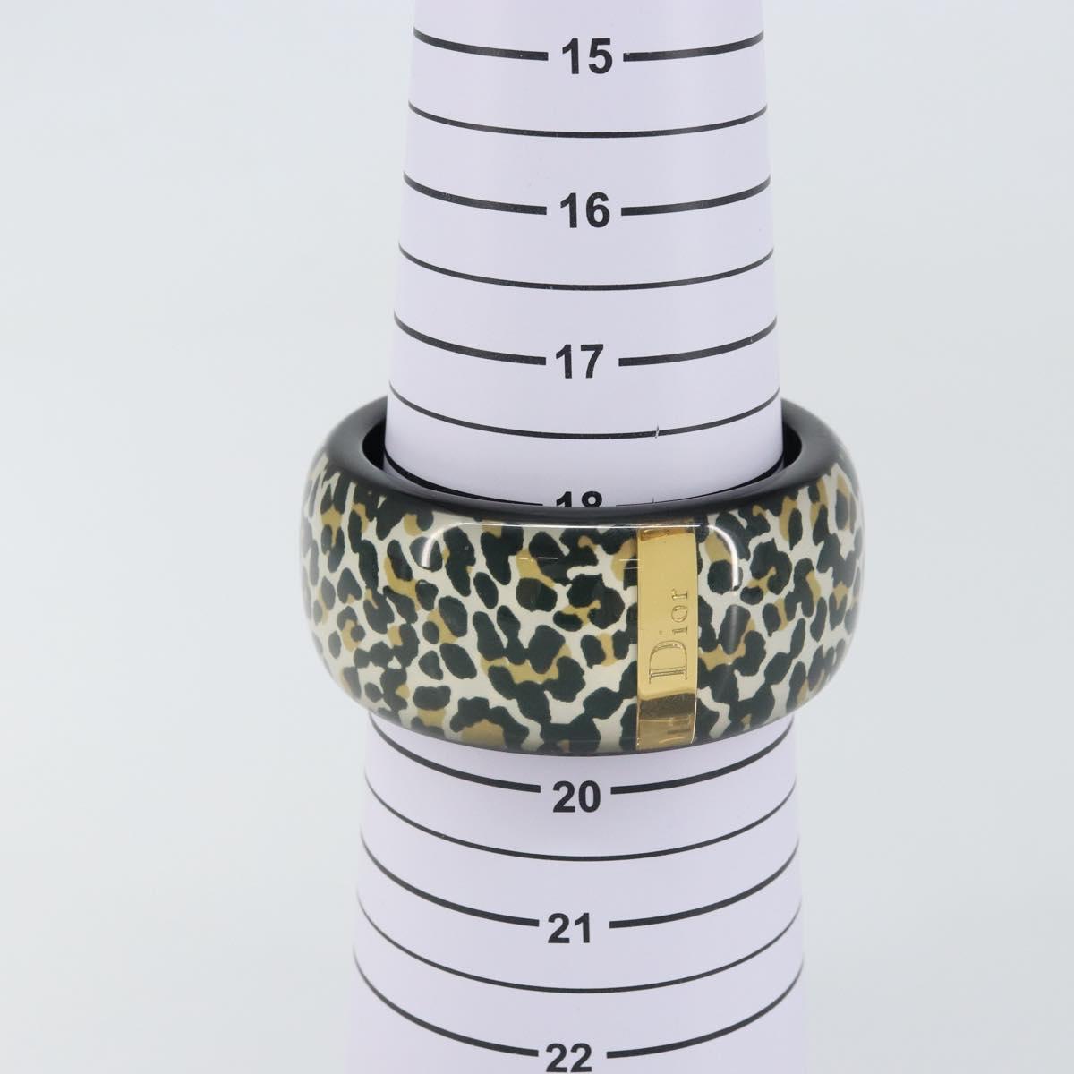 Christian Dior Leopard Pattern Bracelet plastic Black Gold Auth yk20027
