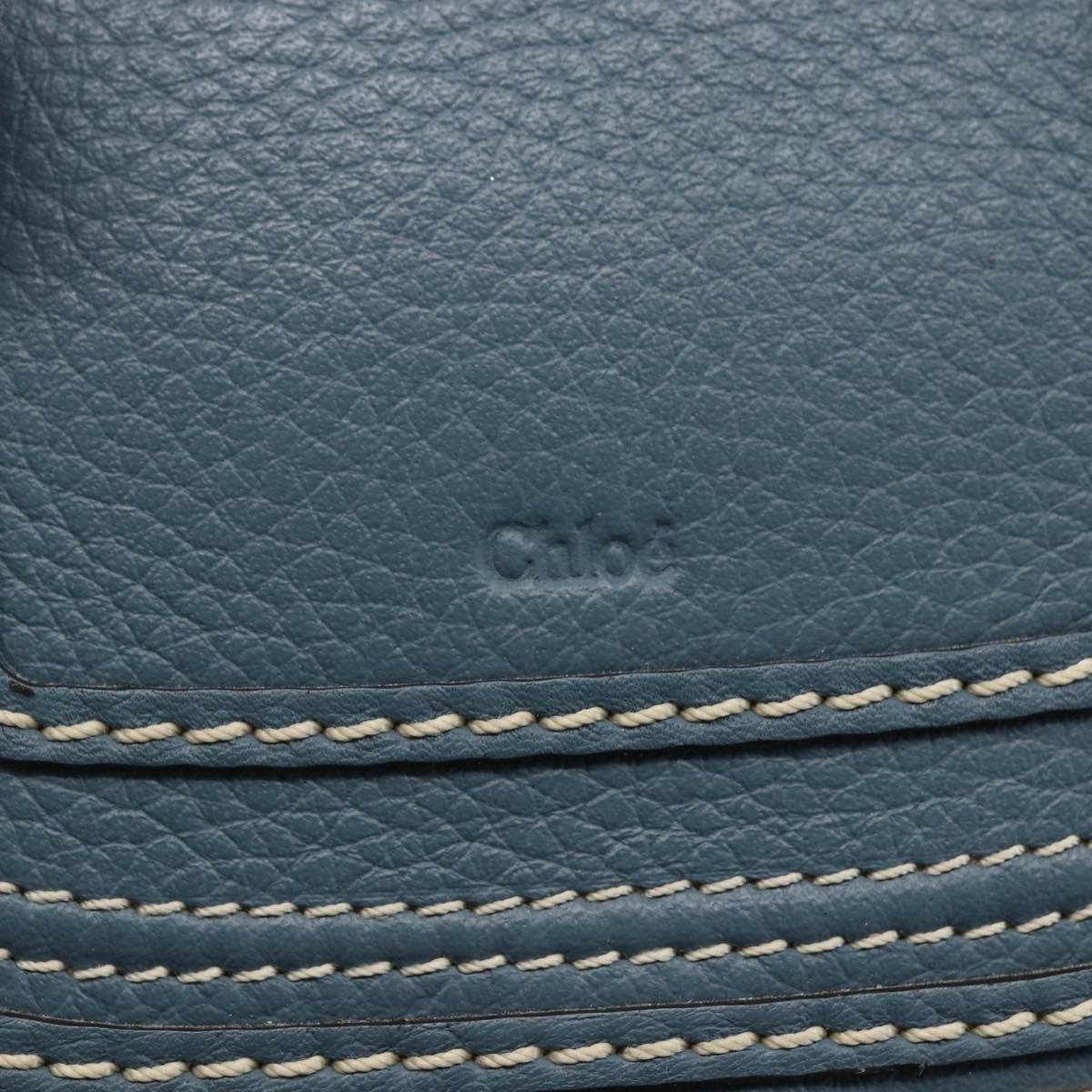 Chloe Bucket Bag Marcie Hand Bag Straw Blue Beige Auth yk20030