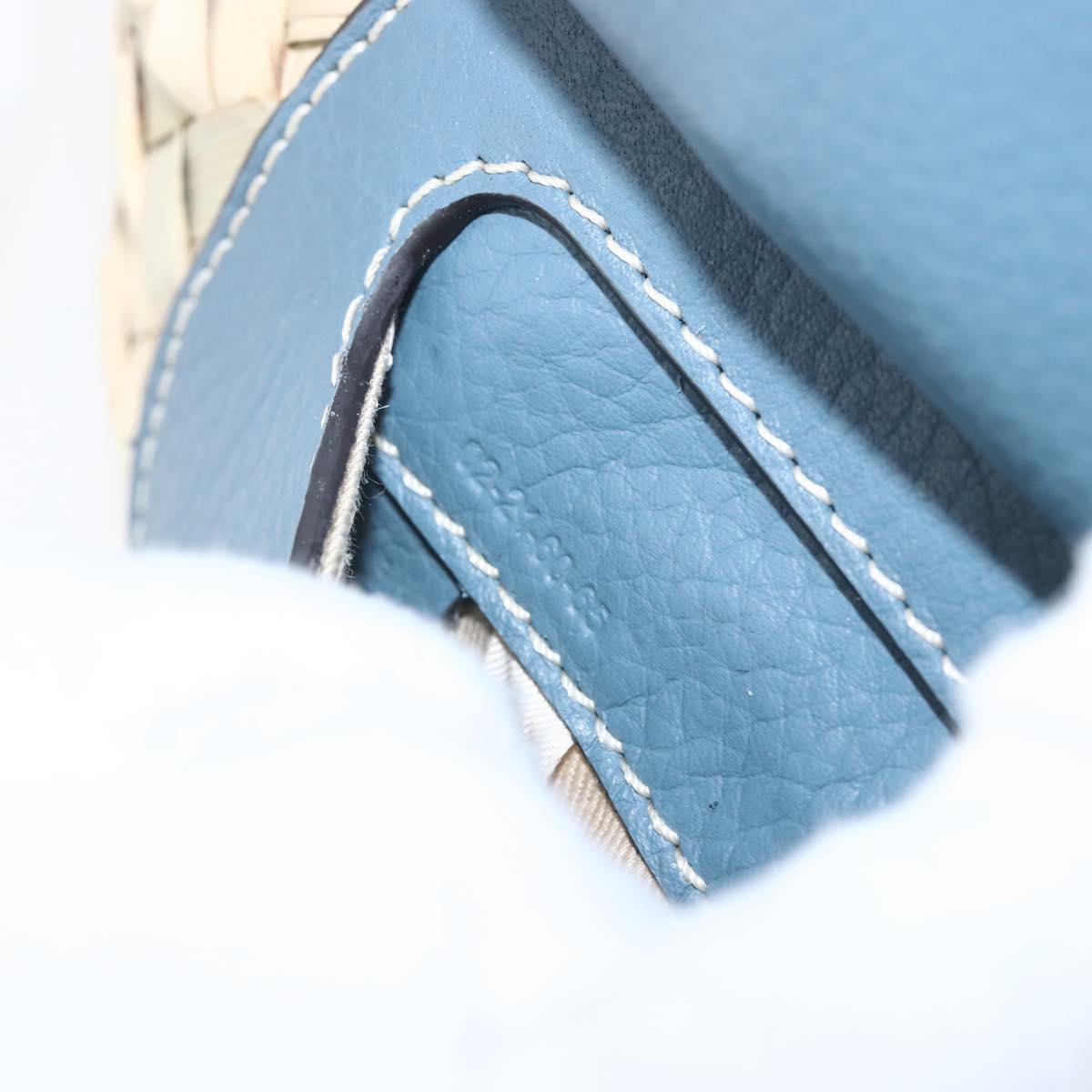 Chloe Bucket Bag Marcie Hand Bag Straw Blue Beige Auth yk20030
