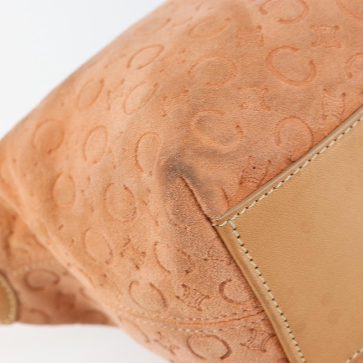 CELINE C Macadam Canvas Shoulder Bag Suede Orange Gold Auth yk20033