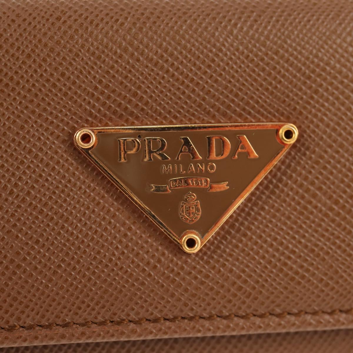 PRADA Key Case Safiano leather Brown Auth yk20038V