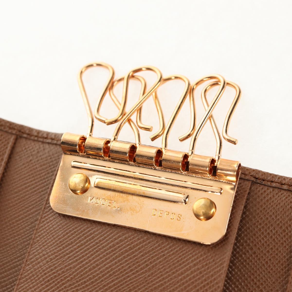 PRADA Key Case Safiano leather Brown Auth yk20038V