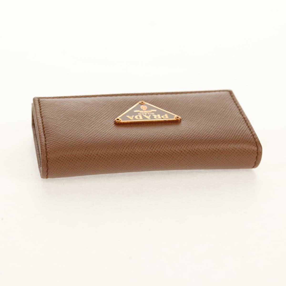 PRADA Key Case Safiano leather Brown Auth yk20038V