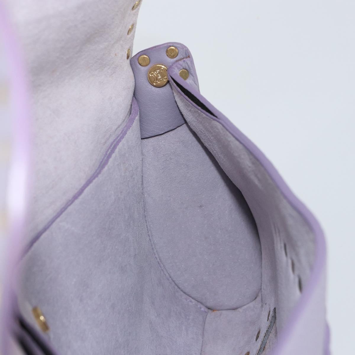 CELINE Studs Shoulder Bag Leather Purple Gold Auth yk20039