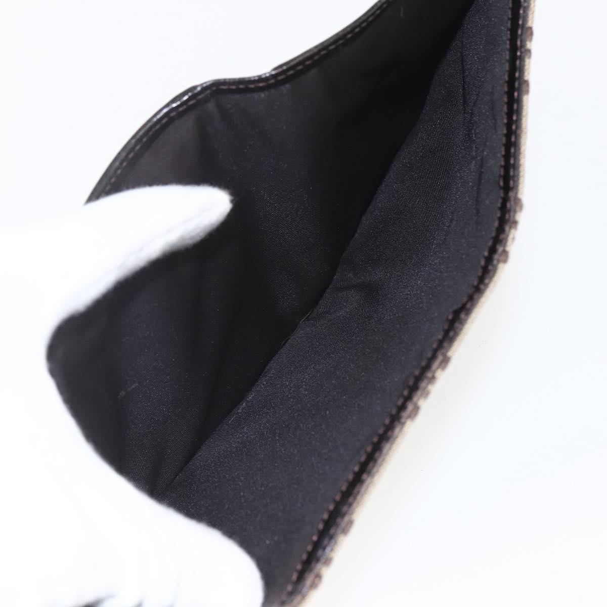 FENDI Zucchino Canvas Compact Wallet Beige Brown Auth yk20041V