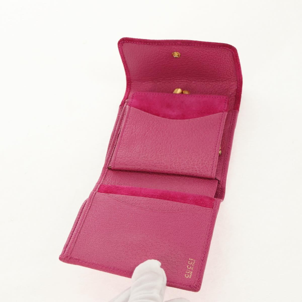 GUCCI Bamboo Wallet Suede Pink Gold 035 0959 1861 0 Auth yk20042V