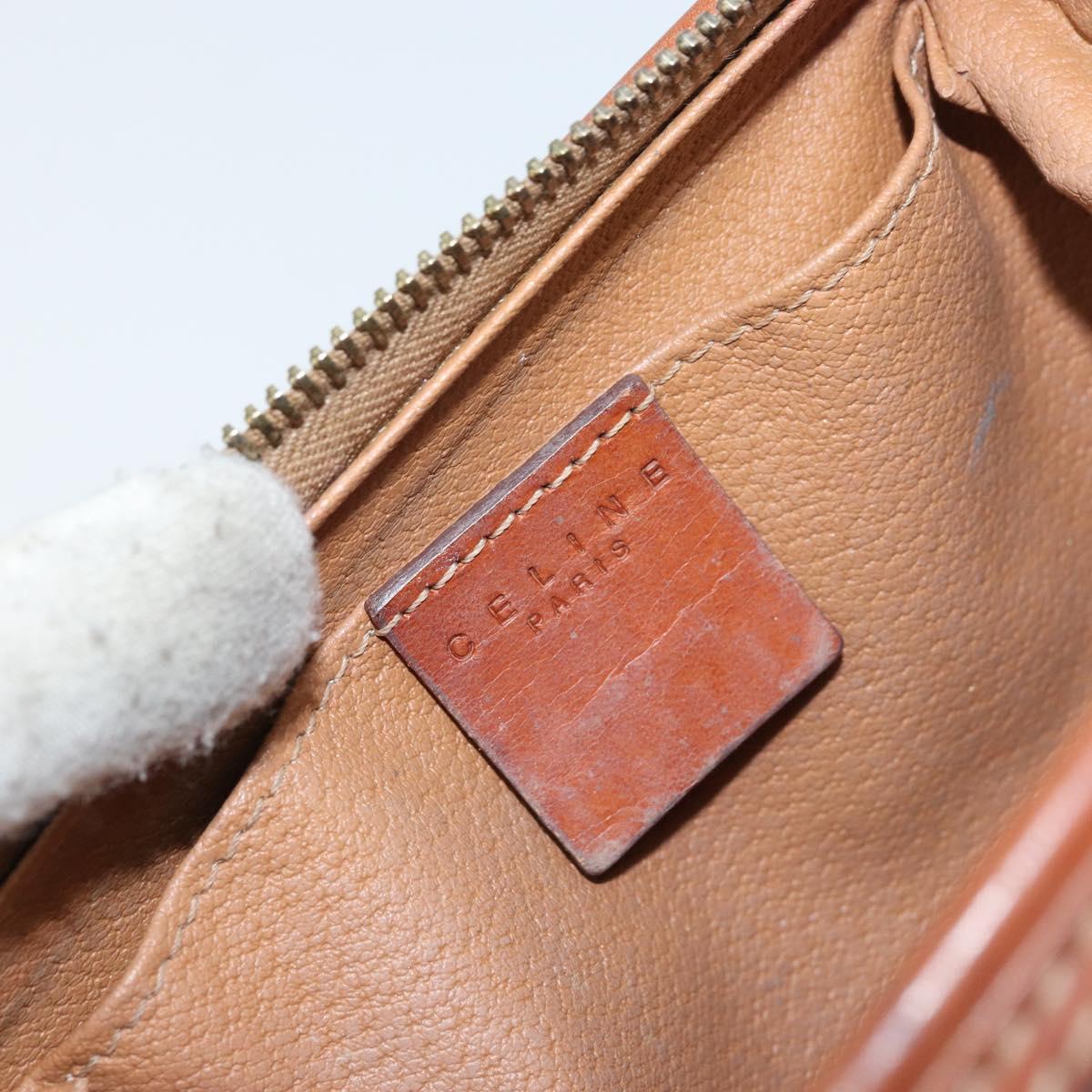 CELINE Macadam Canvas Pouch PVC Leather Brown Gold Auth yk20043