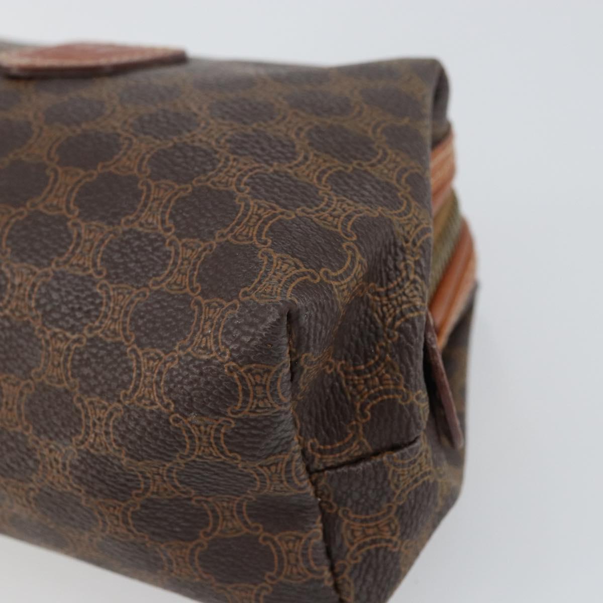 CELINE Macadam Canvas Pouch PVC Leather Brown Gold Auth yk20043