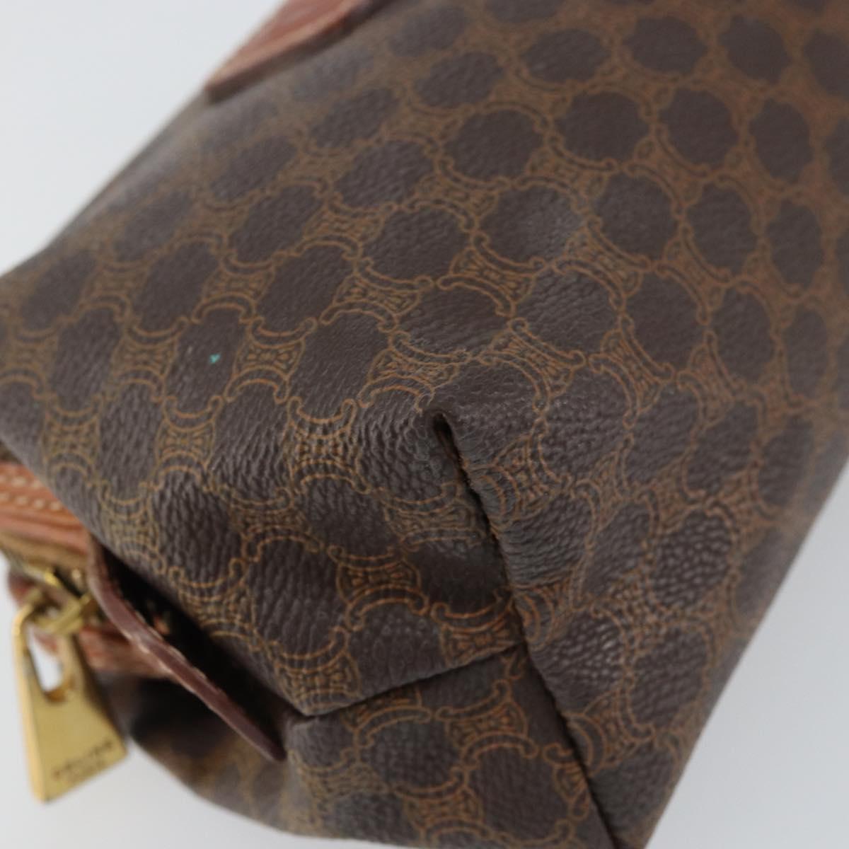 CELINE Macadam Canvas Pouch PVC Leather Brown Gold Auth yk20043