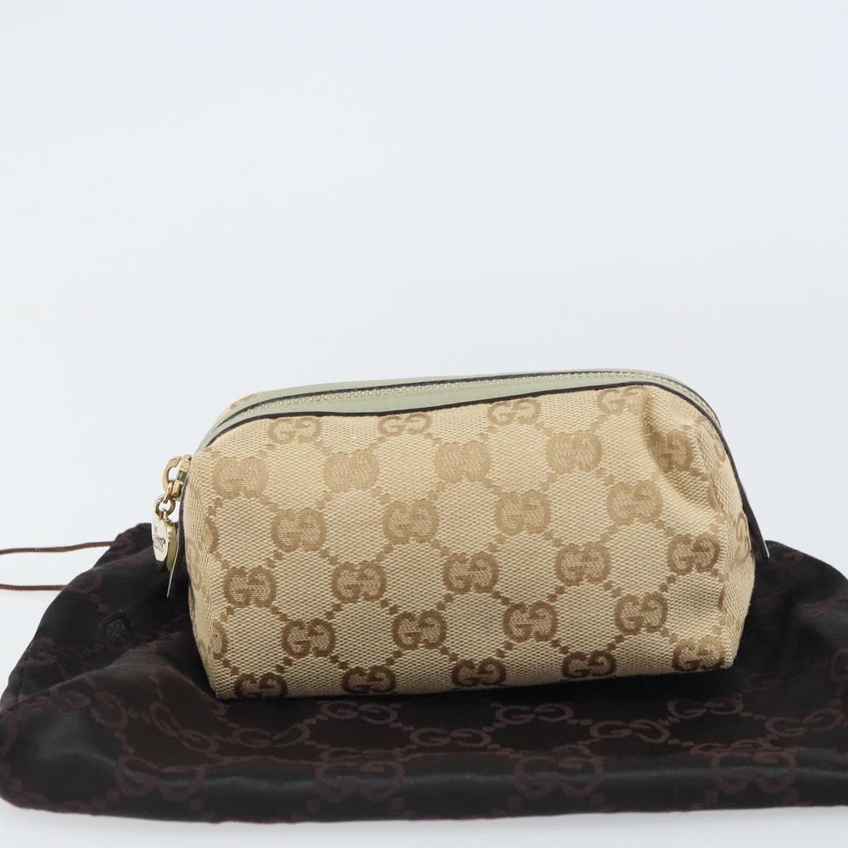 GUCCI GG Canvas Pouch Beige Gold 153228 Auth yk20044V