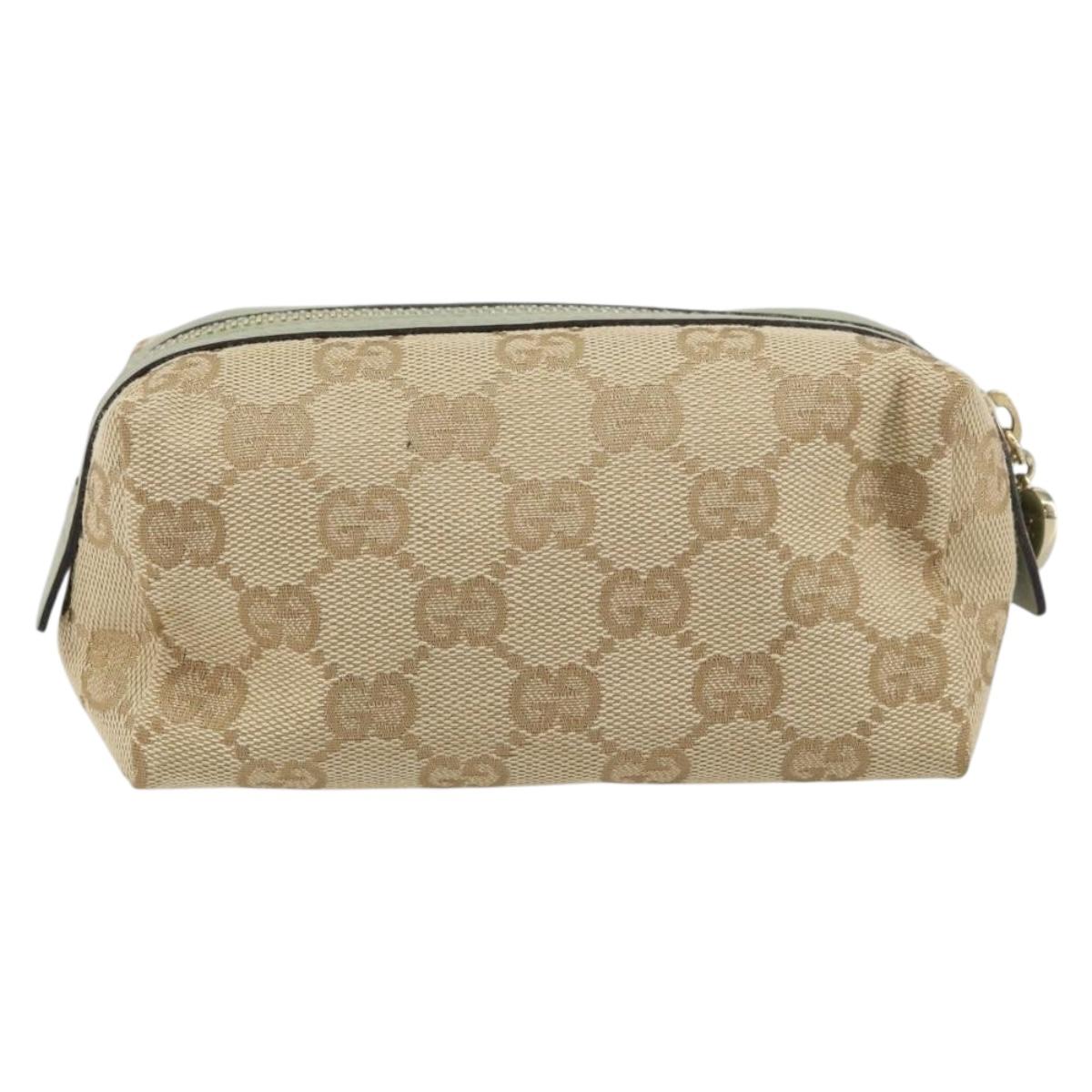 GUCCI GG Canvas Pouch Beige Gold 153228 Auth yk20044V