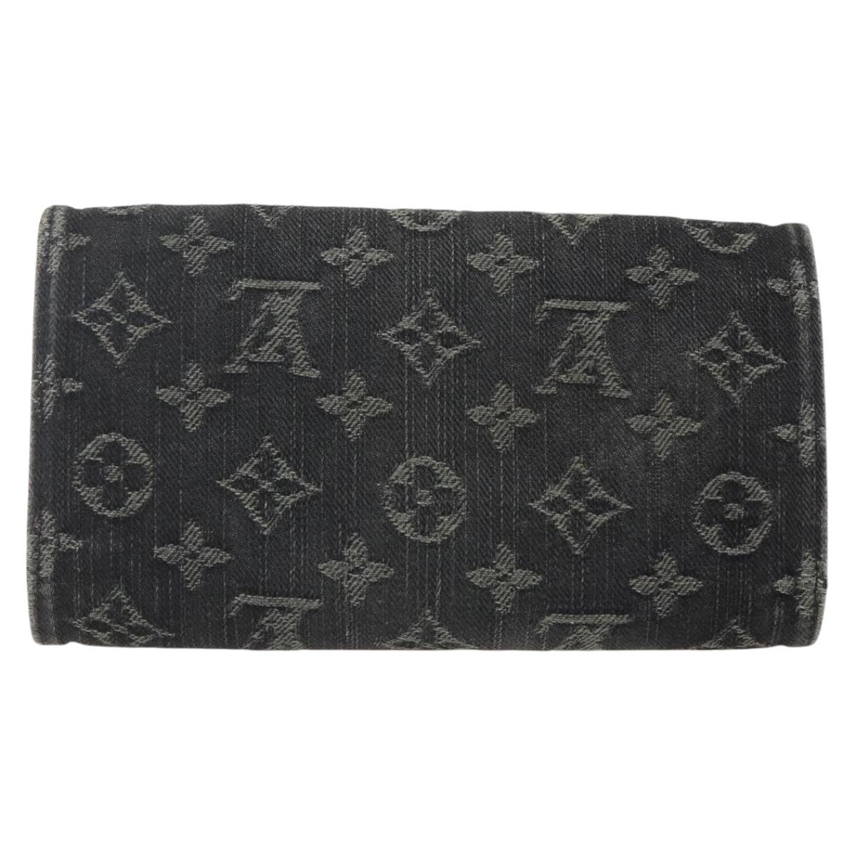 LOUIS VUITTON Denim Portefeuille Amelia Wallet Black M95512 Auth yk20055